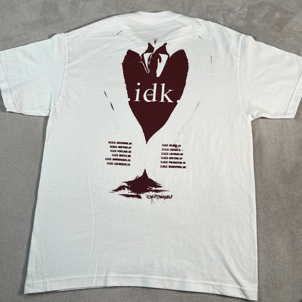 IDK 2021 Tour T-Shirt Men's Size Large White Short Sleeve Rap Graphic Tee Cotton